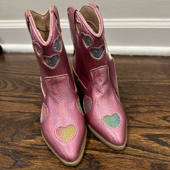 Lola + The Boys PINK IRIDESCENT HEART COWGIRL BOOTS size 22 6c toddler shoe - Picture 3 of 10